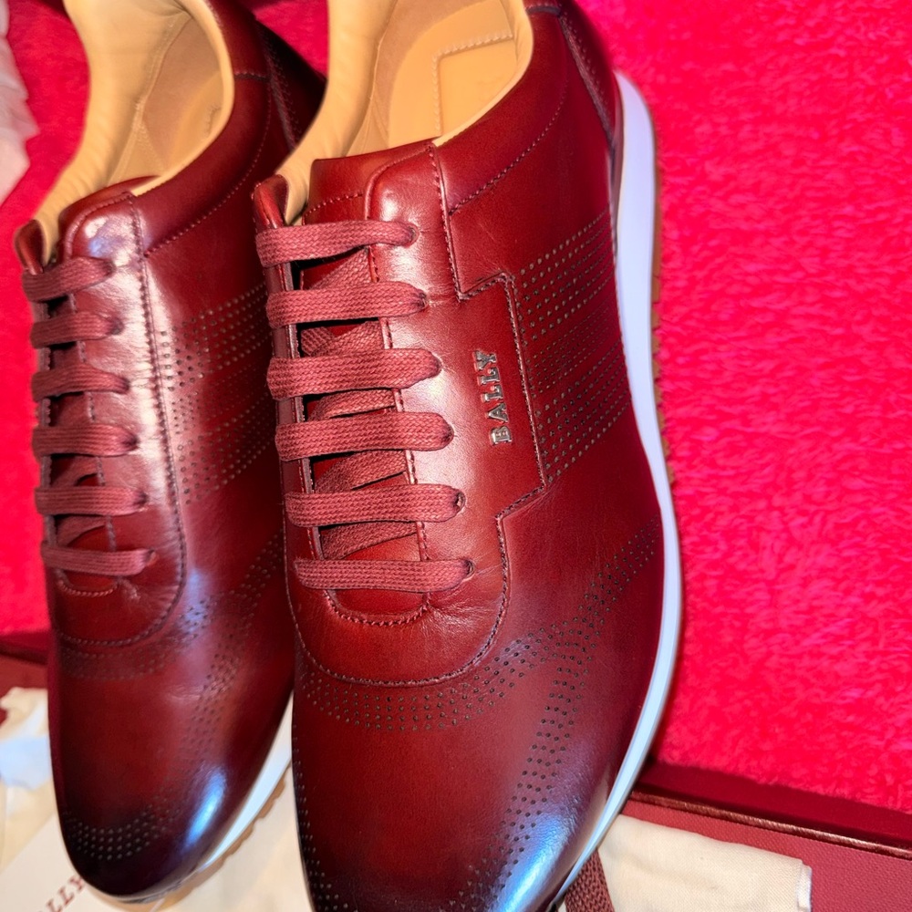 Bally Burgundy Leather Sneakers - Picture 13 of 16